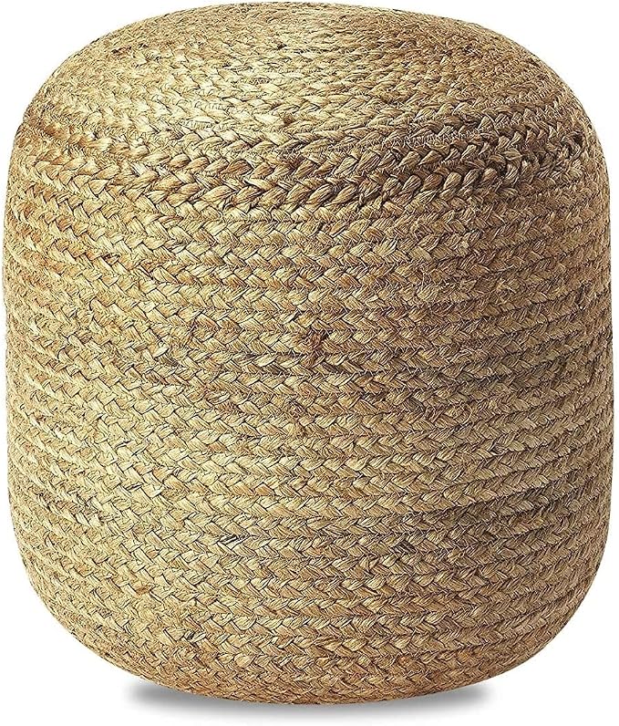 FRELISH DECOR Pedestal Pouf Ottoman Hand Braided 100% Jute Pouf Foot Stool by FrelishDecor