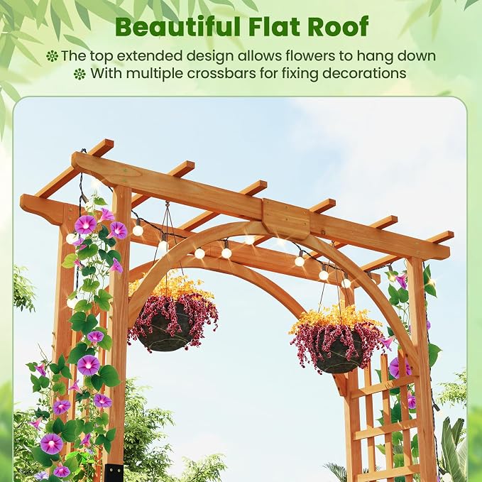 Giantex 85inch Wooden Garden Arch Wedding Arch - Image 4
