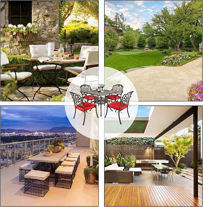 TITIMO 5-Piece Cast Aluminum Outdoor Patio Dining Set, 4 Pattern Chairs and - Image 5