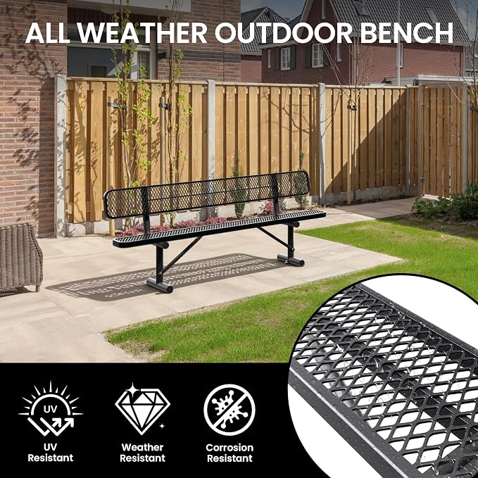8 Feet Heavy Duty Metal Park Bench - Image 7