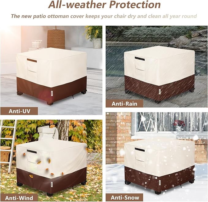 Patio Ottoman Cover Waterproof Square Outdoor Small Side Table Covers, Outdoor - Image 5