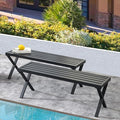 Black Outdoor Bench Set of 2, Patio Garden Bench, All Wheather Outdoor Bench by Puntogen