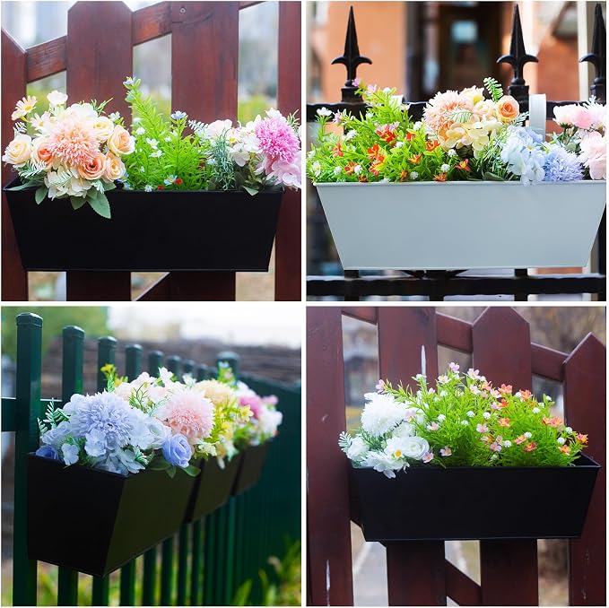 Wall Hanging Planters for Outdoor Plants 16 Inch Large Metal Fence Pots - Image 8