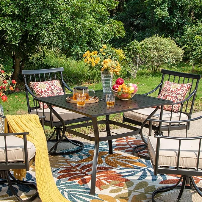 PHI VILLA 37" Patio Table for 4, Metal Outdoor Dining Table - Image 7