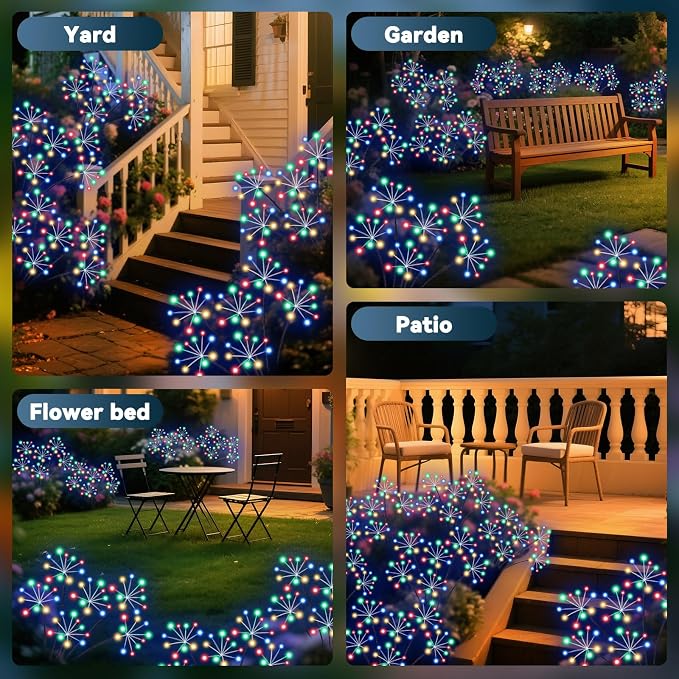 Solar Garden Lights 2 Pack Waterproof Swaying Starburst Light Solar Outdoor - Image 7