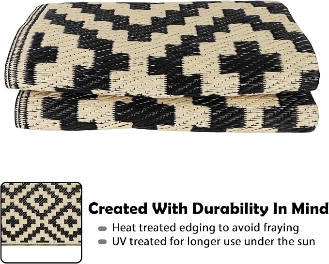 SAND MINE Reversible Mats, Plastic Straw Rug, Modern Area Rug, Large Floor Mat - Image 3