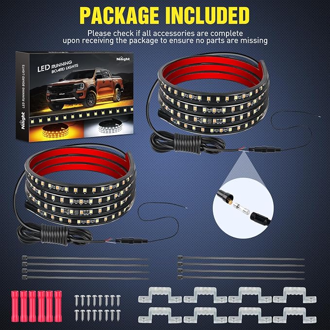 Nilight Truck Running Board Lights 2PCS 60 Inch LED Side Maker White Courtesy - Image 8