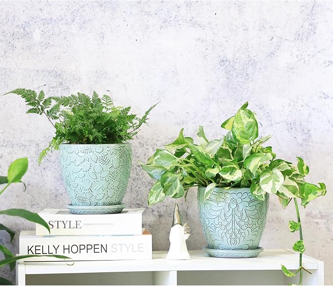 6 Inch Retro Ceramic Planter Set of 2 - Image 7