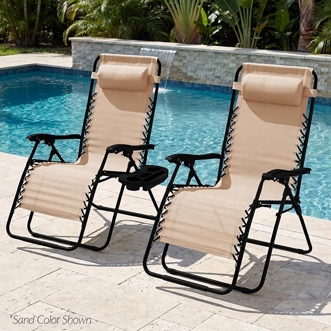 Best Choice Products Set of 2 Extra Wide Adjustable Steel Mesh Zero Gravity - Image 2