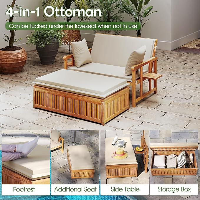 Tangkula Outdoor Acacia Wood Daybed - Image 6