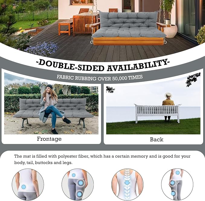Outside Benches Cushion with Backrest, Thicken Waterproof Swing Cushions 2/3 - Image 4