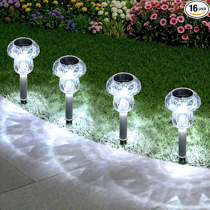 Mancra Solar Lights Outdoor Waterproof, 16 Pack Mushroom Solar Pathway Lights by Mancra
