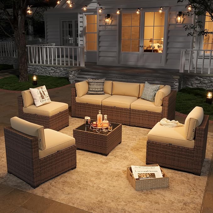 Aoxun Patio Furniture Sets, 7-Piece Outdoor Patio Furniture - Image 3