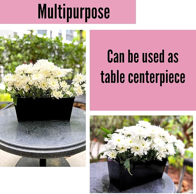 LaLaGreen Outdoor Rail Planter Large Black Metal Wall Hanging Strawberry Flower - Image 7