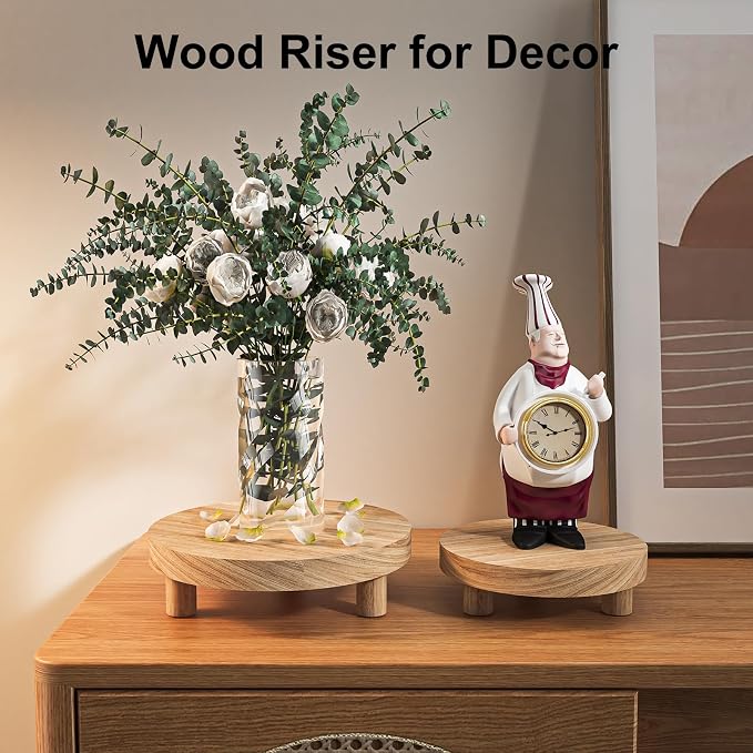 Wood Plant Stand Indoor Outdoor, 12/10/8/6" Round Wood Riser - Image 7