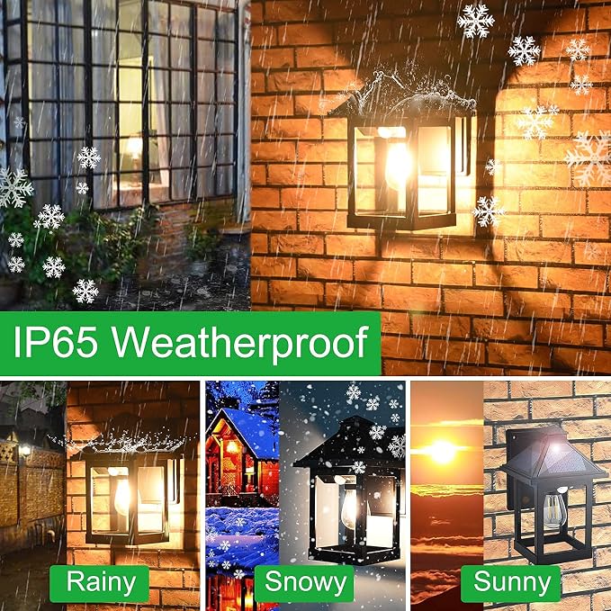 2 Pack Solar Wall Lanterns Outdoor - Image 3