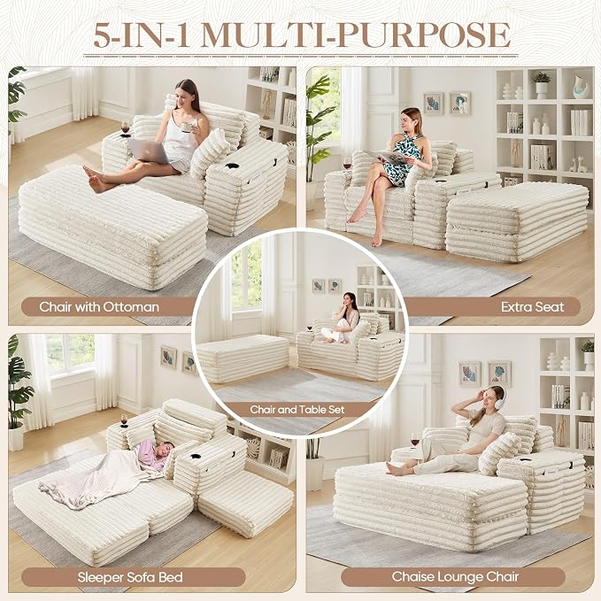 5-In-1 Oversized Chaise Lounge Chair Indoor - Image 5