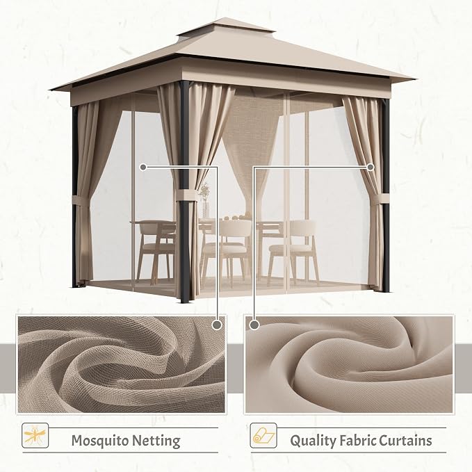 Devoko Outdoor Gazebo for Patio 8'x 8' Heavy Duty Metal Frame Canopy - Image 6