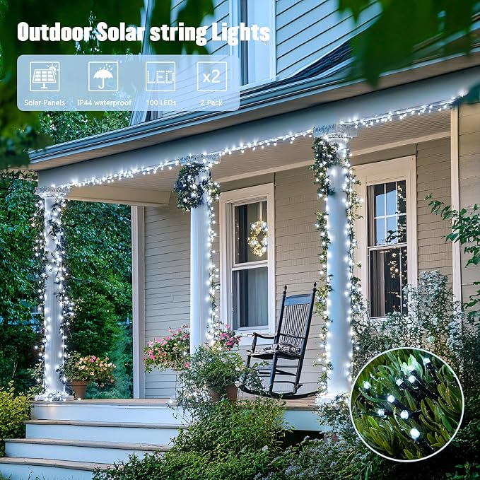 JMEXSUSS 2 Pack Solar String Lights Outdoor Waterproof, Total 66 FT 200 LED - Image 8