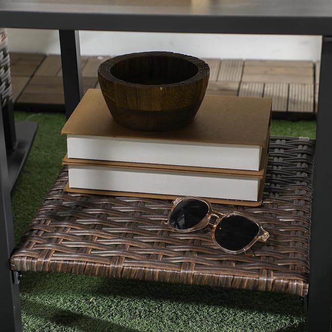 Outsunny 3 Piece Patio Rocking Chair Set, Outdoor Wicker Bistro Set - Image 8