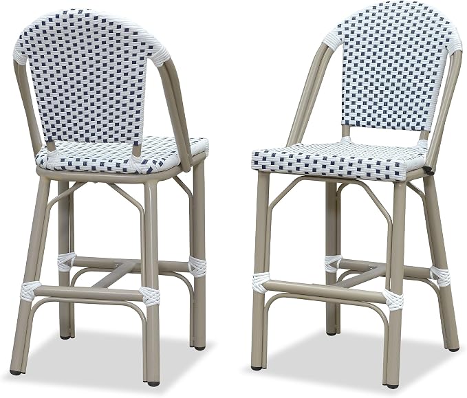 PURPLE LEAF Extra Large French Counter Height Bar Stools Set of 2 Champagne by PURPLELEAF