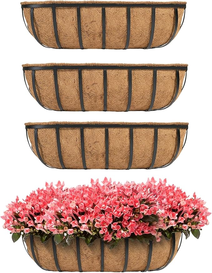 hehimhis Balcony Planters Railing Hanging 24inch 4 Pack Window Planter Box by Hehimhishome