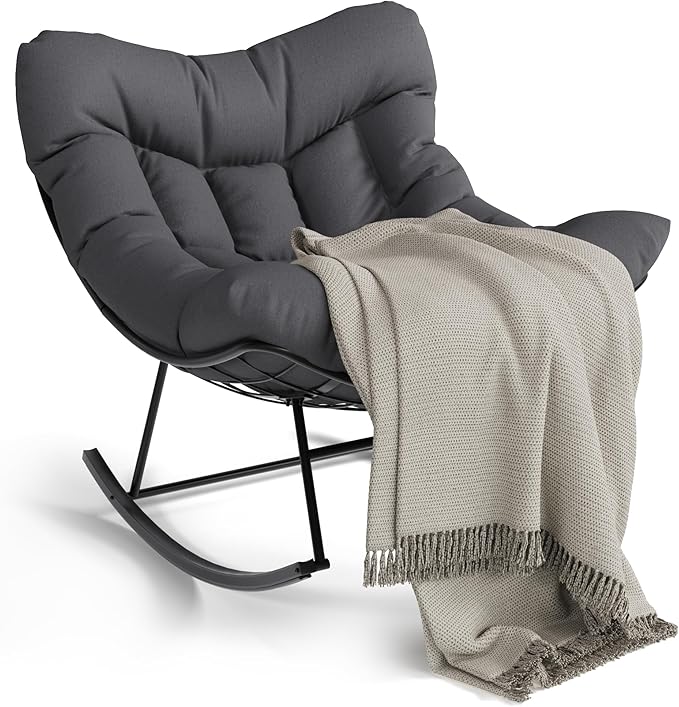 GarveeLife Outdoor Papasan Rocking Chair, Oversized Rocking Chair by GarveeLife