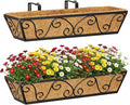 Y&M 24 Inch Window Deck with Coco Liner, Fence Metal Hanging Flower Planter by YM