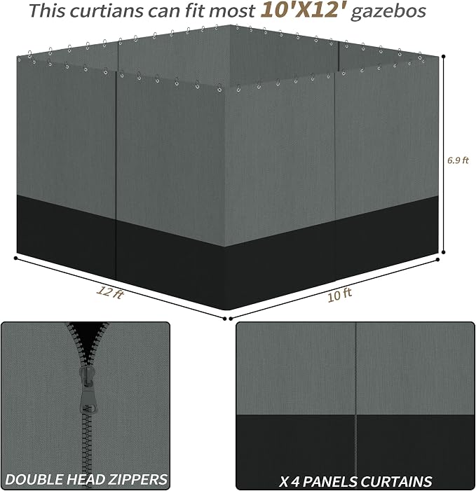Gazebo Privacy Curtains 10' x 12' - Image 3