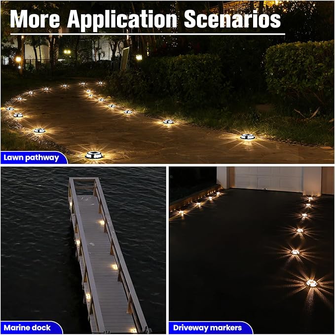 VOLISUN Solar Driveway Deck Lights Dock Marine Lights, 12 Pack Solar Ground - Image 7