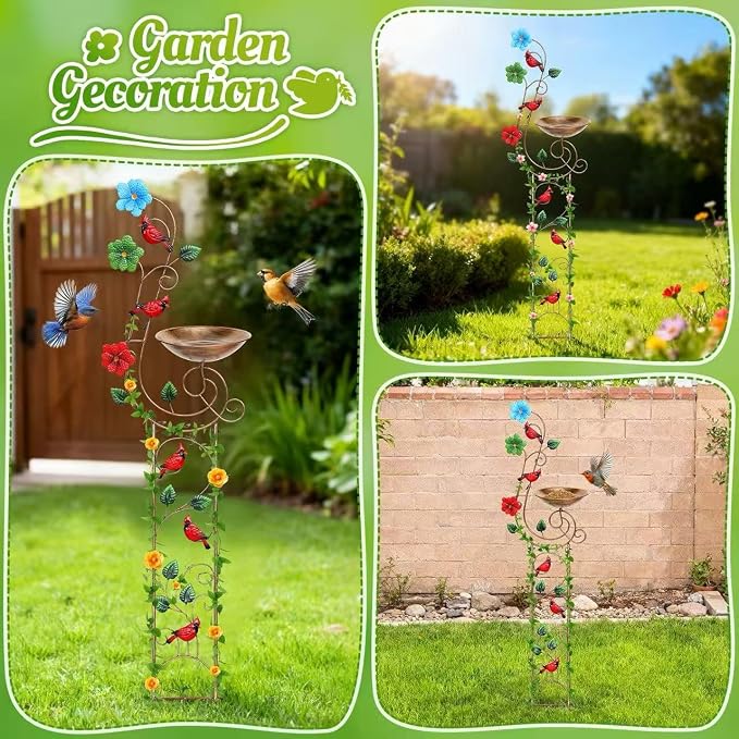 Bird Baths with Trellis for Climbing Plants Outdoor, Small Garden Plant Trellis - Image 8