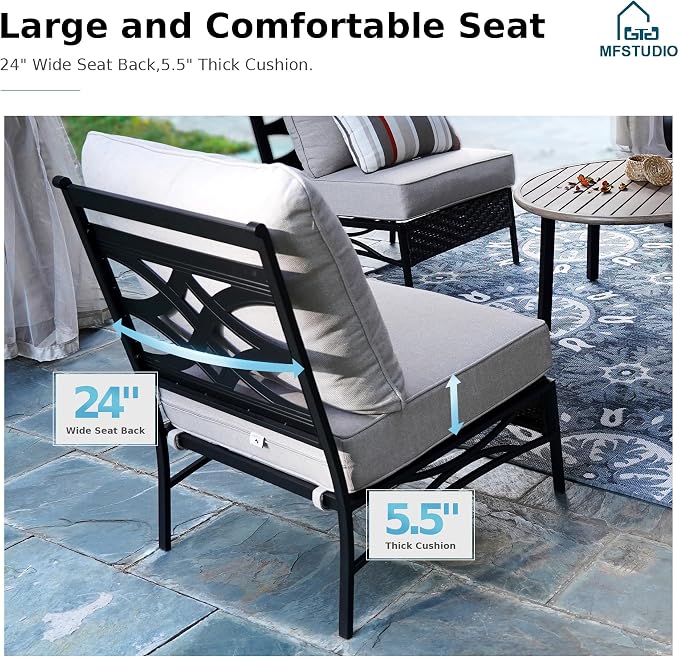 MFSTUDIO Patio Furniture Set, 6 Seats Half-Moon Curved Outdoor Sectional Sofa - Image 4