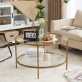 VINGLI Glass Coffee Table, 2-Tier Glass Top Coffee Table by VINGLI