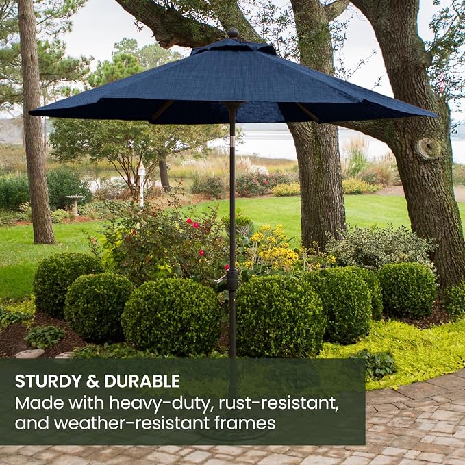 Hanover Montclair 9' Market Outdoor Umbrella, All-Weather, Crank Lever - Image 6