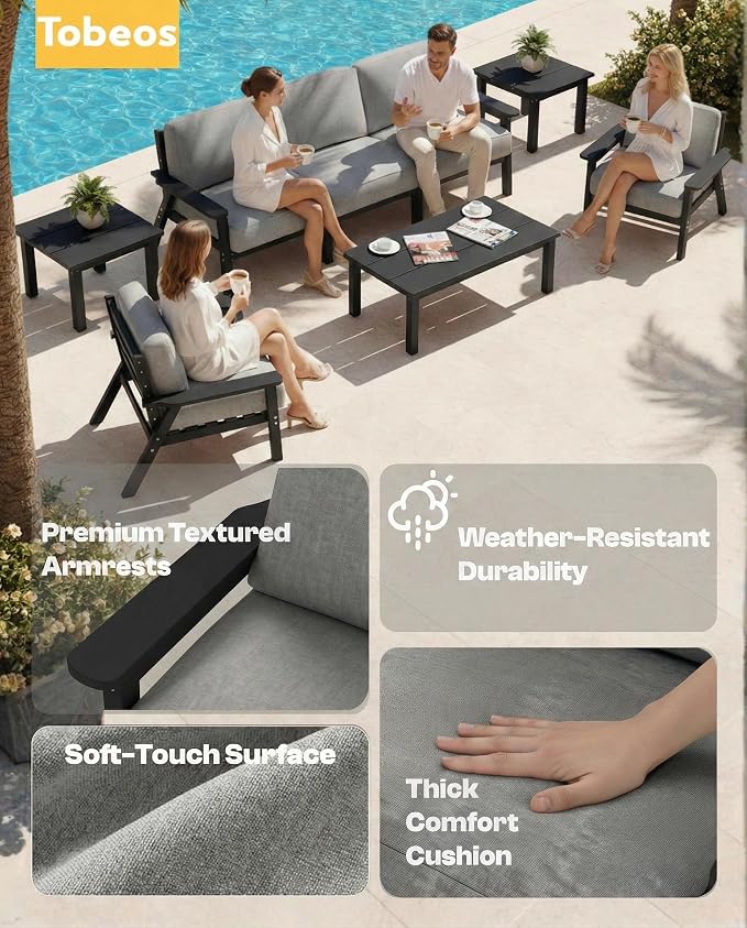 Patio Furniture Set, HDPE Outdoor Sofa Set - Image 6