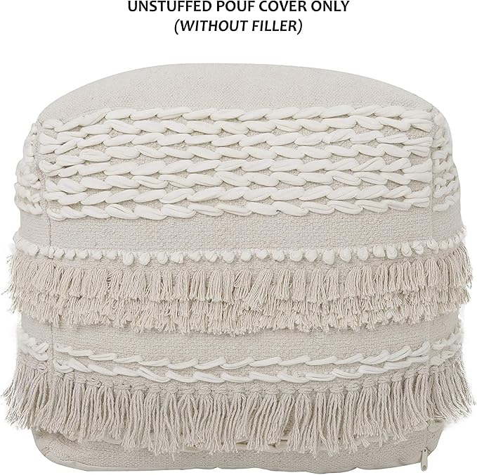 REDEARTH · UNSTUFFED Pouf Ottoman Cover Boho Textured Storage Cube Poof - Image 4