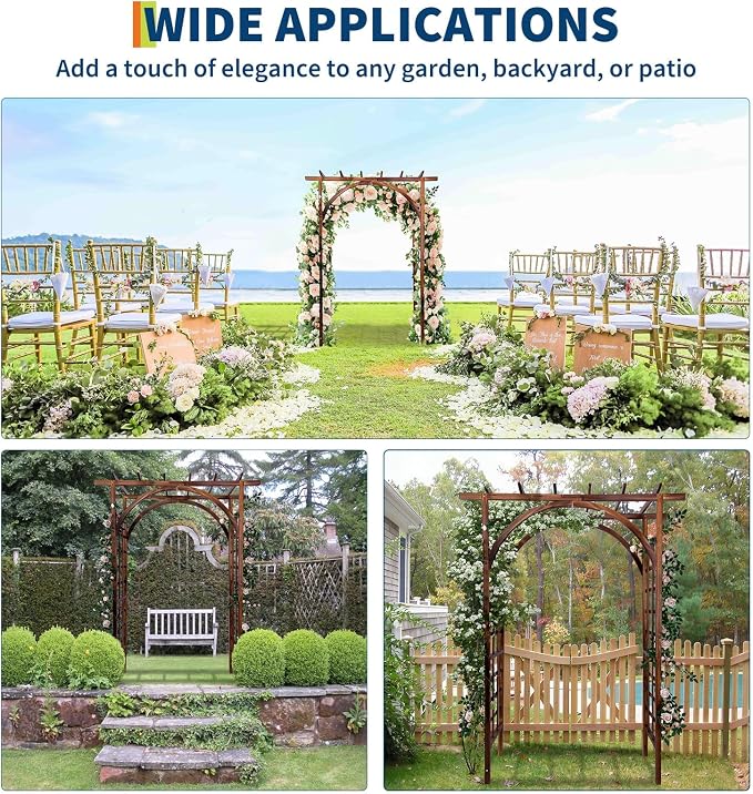 85 in Wooden Garden Arbor, Solid Fir Wood Trellis - Image 4