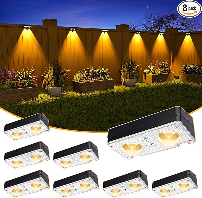 Solar Fence Lights Outdoor Waterproof, 80 Lumens Solar Lights by JOFIOS