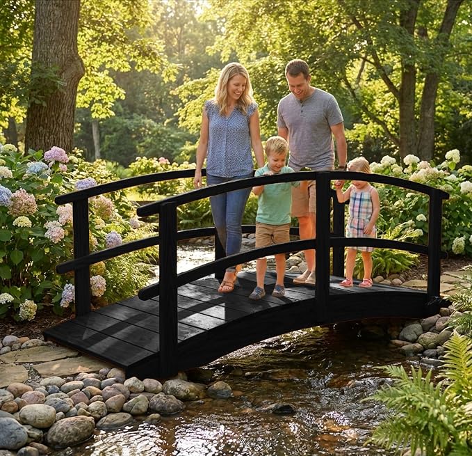 8 FT Black Amish Made Garden Bridge - Image 7