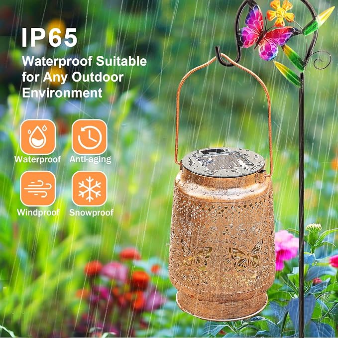 2 Pack Solar Lanterns Outdoor Butterfly Garden Decor, Gifts - Image 8