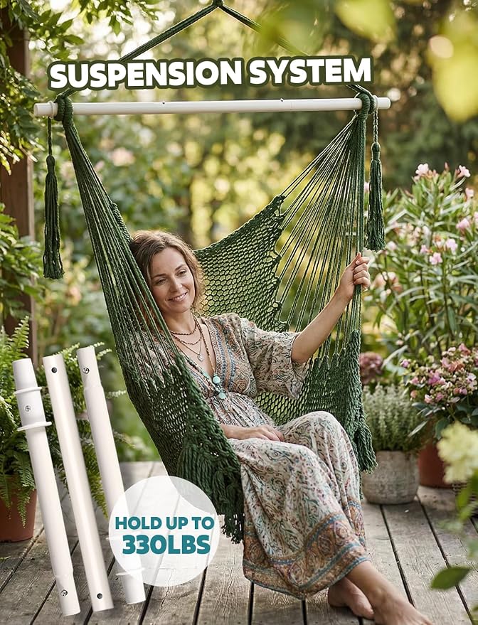 Chihee Hammock Chair Super Large Hanging Chairs Soft-Spun Cotton Rope Woven - Image 5