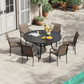 VICLLAX 7 Pieces Patio Outdoor Dining Set, 47.2" Round Metal Table by HOME