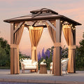 Aoxun 8'x8' Hardtop Gazebo, Aluminum Frame Permanent Pavilion by Aoxun