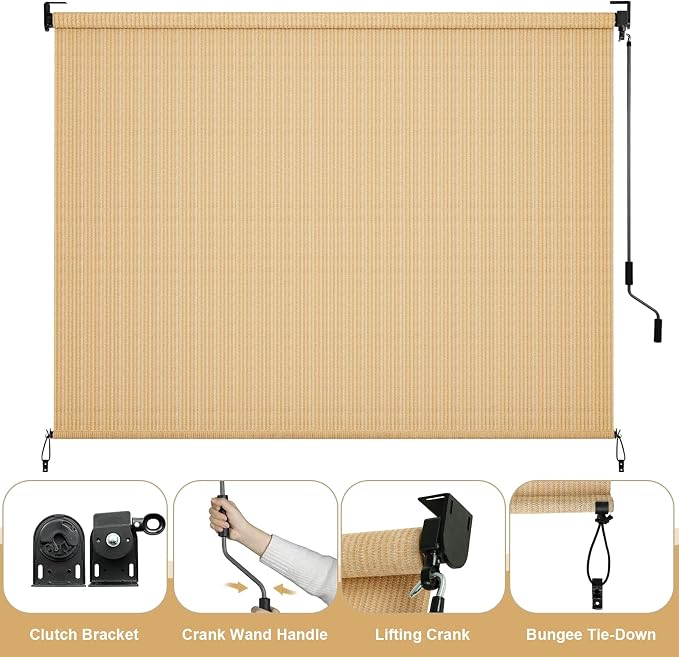 LIFERUN Outdoor Roller Sun Shade 8' W x 6' H– UV Block Patio Shade - Image 3