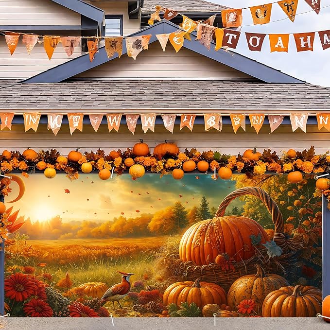 ANNA QUEEN Thanksgiving Garage Door Banner 6 x 13FT, Autumn Outdoor Garage - Image 2
