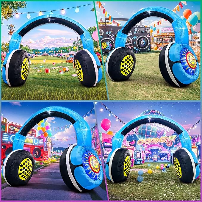 80's 90's Party Decoration 10FT Inflatable Headphones Archway Party Decorations - Image 2