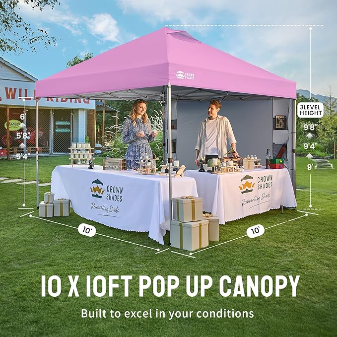 CROWN SHADES Canopy Tent, 10 x 10 Foot Portable Pop Up Outdoor Shelter - Image 7