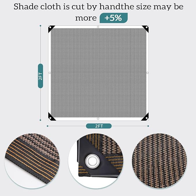 90% Coffee Shade Cloth, 6.5x6.5FT Resistant Garden Sun Shade Net, Durable Mesh - Image 2