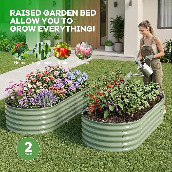 Galvanized Raised Garden Bed Outdoor, Rust-Resistant Garden Planter Box - Image 7