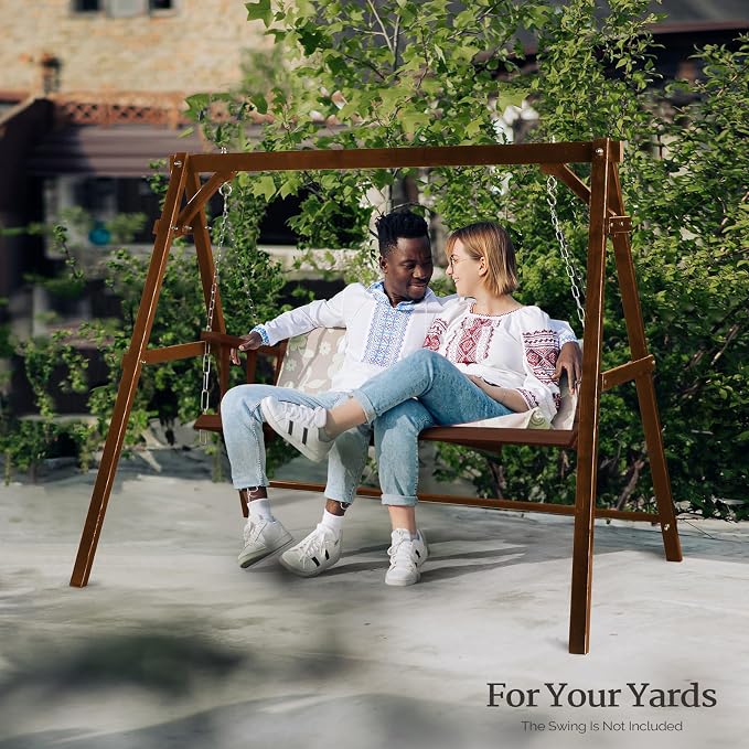 VINGLI 5FT Wooden Swing Frame, 660 LBS Heavy Duty A-Frame Porch Swing Stand - Image 6
